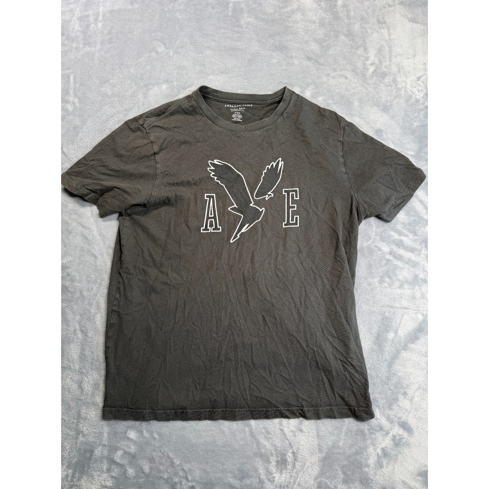 American Eagle TShirt Mens Medium Black Super Soft Logo Graphic Tee short Sleeve